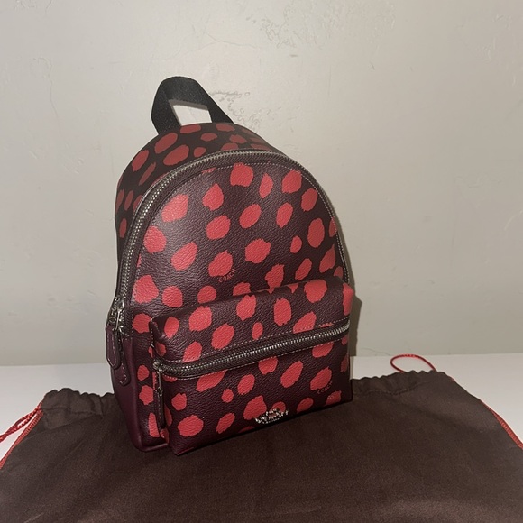 Coach Mini Charlie Backpack With Deer Spot Print Backpack Leather w/ Dustbag - Picture 4 of 13